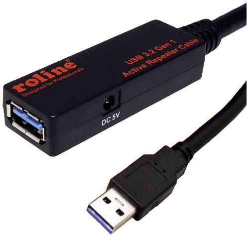 Roline USB-Kabel USB 3.2 Gen1 USB-A Stecker, USB-A Buchse 20.00 m Schwarz 12.04.1072