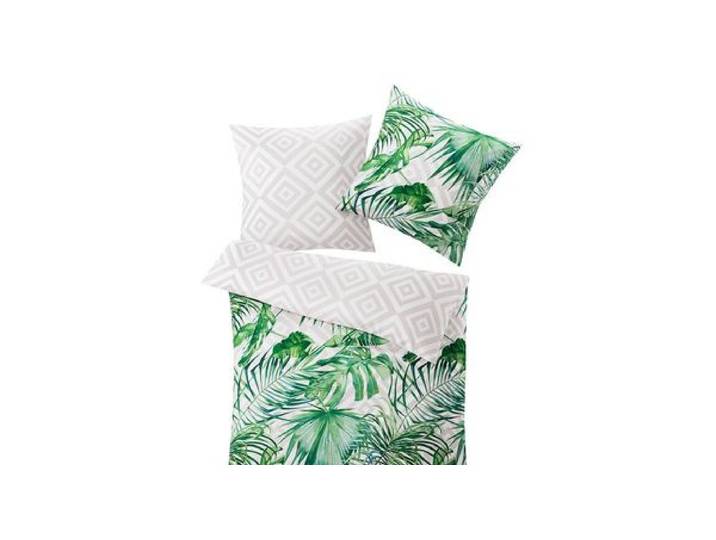 Kleine Wolke Mako-Satin-Bettwäsche Loria Palmblatt 100% Baumwolle Grün