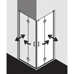 Kermi Liga Eckeinstieg 2-teilig Pendel-Falttür LI2CR075181AK 75 x 185 cm, silber mattglanz, ESG klar, rechte Seite, auf Duschwanne, linke Seite separat bestellen