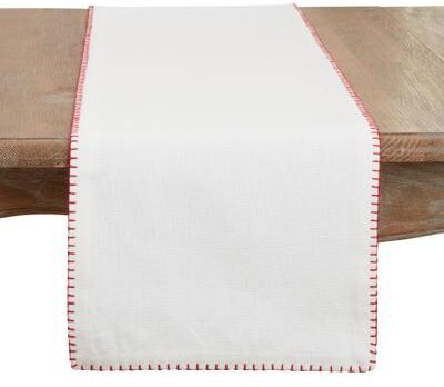 Saro Lifestyle Celena Collection Whip Stitched Design Cotton Table Runner