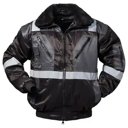 Pilotenjacke 4in1 mit Reflexstreifen "KIRKENES" schwarz/grau - 3XL - schwarz