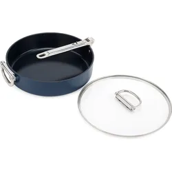 Space Pfanne 28 cm blau mit klappbaren Griffen und Deckel
