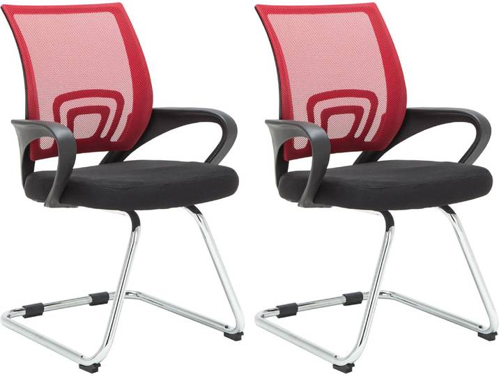 CLP 2er Set Freischwinger Eureka mit Netzbezug und Armlehnen rot