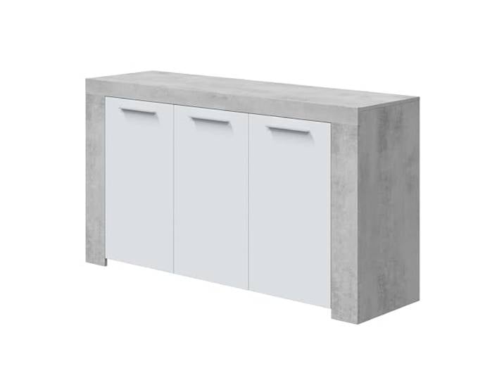 Loungitude - Buffet 3 portes L144 cm - Blanc/béton