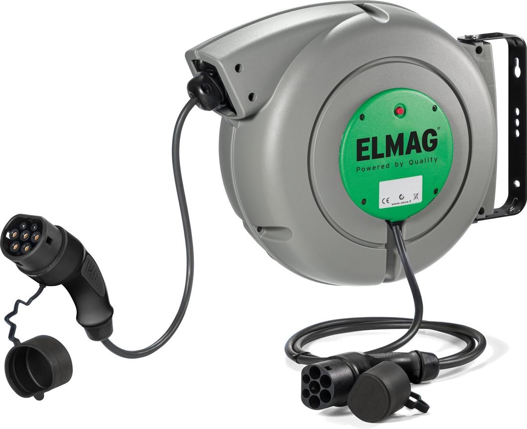 ELMAG Autom. Kabelaufroller ZECA E-CAR ZS EV4162T 6 Meter, 5x2,5+1x0,5 mm² (11Kw), IP 42, 1 Stecker Typ 2