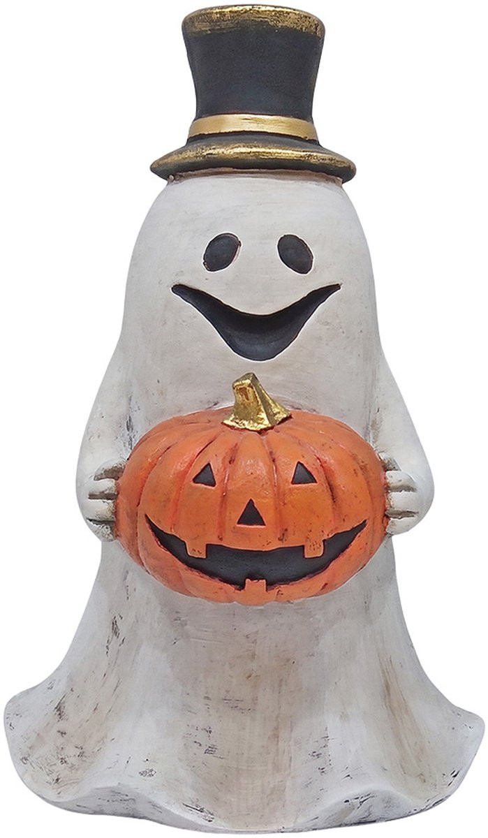 Clayre & Eef Decoratie Beeld Pompoen Wit Kunststof Herfst Decoratie