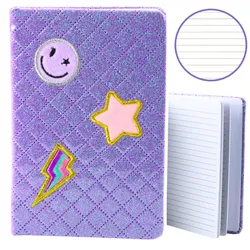 Liniertes Notizbuch Glitzer Patches Lila B6 80 Blatt