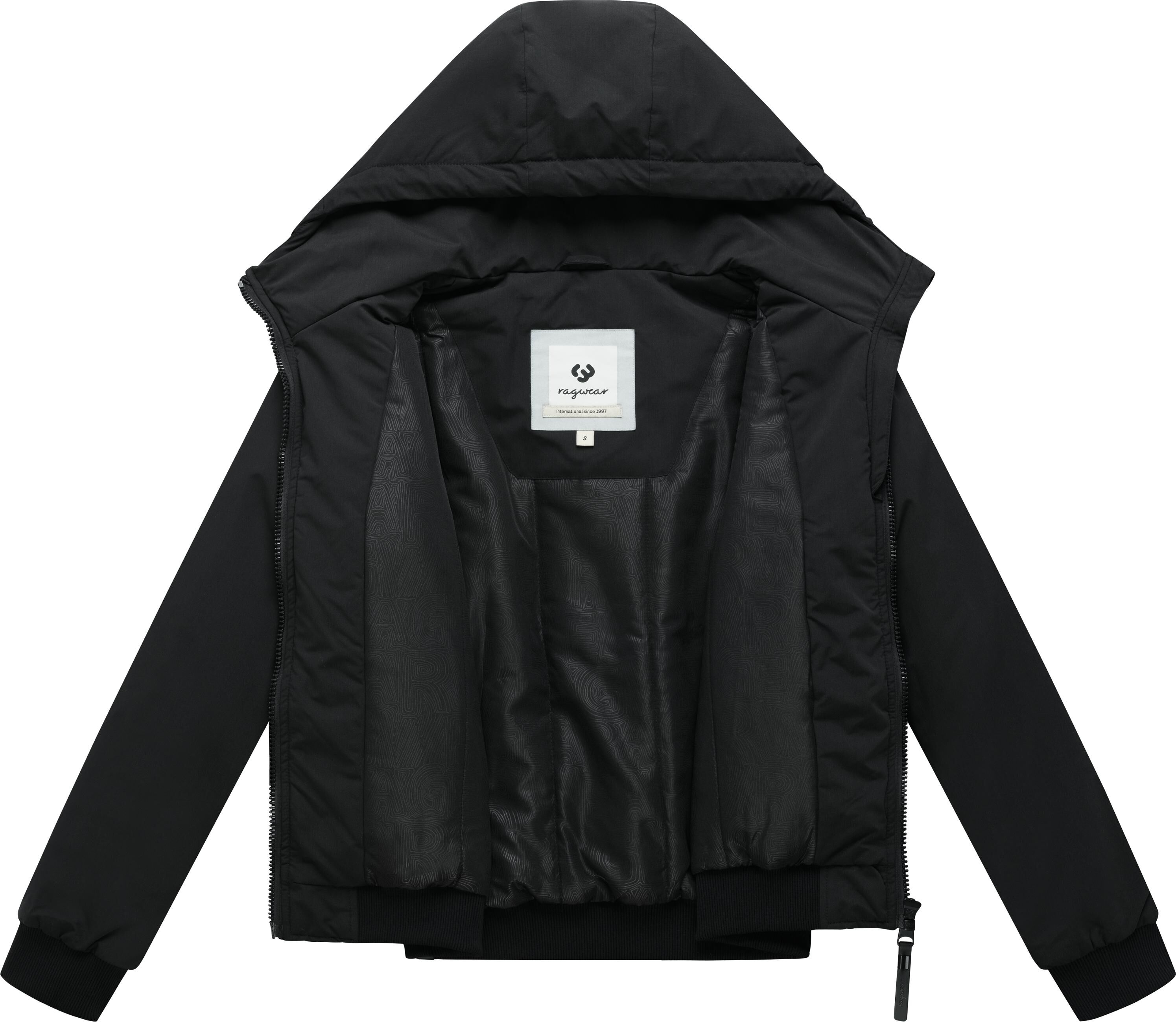 Anorak RAGWEAR "Anorak Oghi Warm Y", Damen, Gr. S, schwarz, lässig geschnitten hüftlang, eng Rippstrickbündchen, Jacken Anorak, Funktionale Damen Wanderjacke