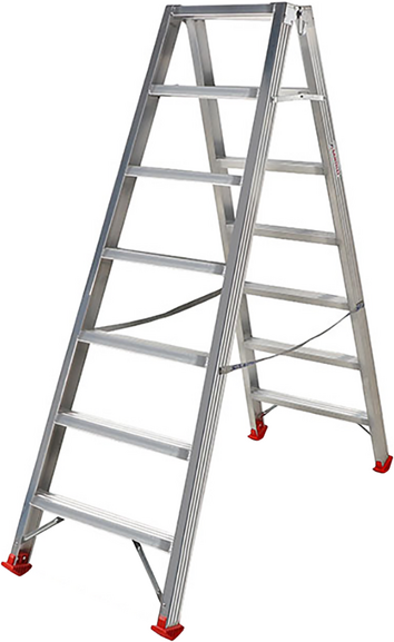 AgriEuro Premium Aluminium-Doppelleiter 1031, 2×7 Stufen, 1,70 m