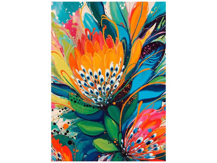 Monee Kunstdruck, Mehrfarbig, Landschaft und Natur, Blumen, Pflanzen, Blätter, rechteckig, 50x70 cm, Made in Europe, einfache und schnelle Anbringung, pflegefrei – nicht gießen oder besprühen, Bilder & Rahmen, Bilder, Sonstige Wandbilder