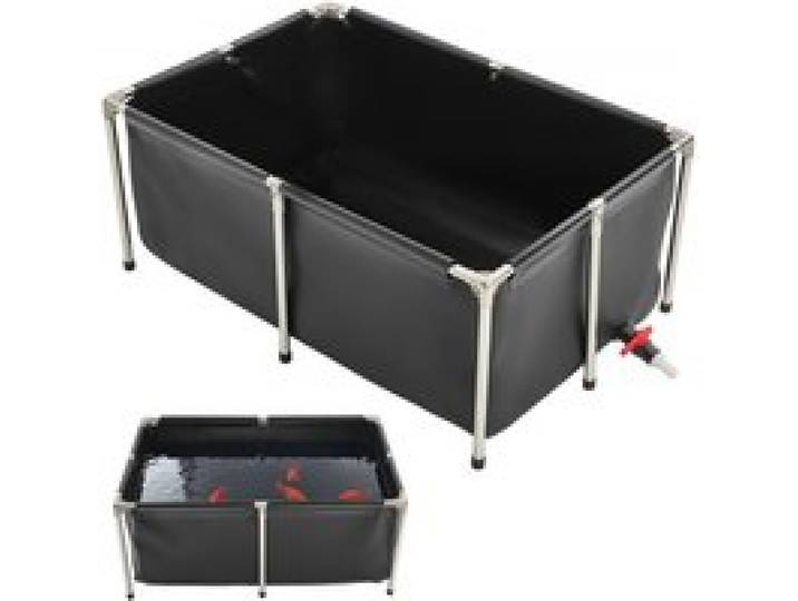 VEVOR Fischteich aus Segeltuch, 480 L Fischtank, faltbares PVC-Koi-Aquarium, Fischbecken mit stabilem Rahmen & Ablassventil, für Aquakultur, Koi-Zucht & Bewässerung 1200x800x500 mm