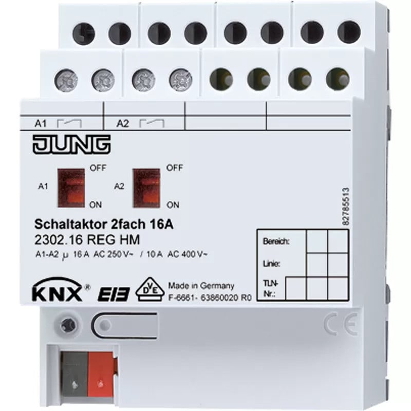 Jung KNX schakelactor 2-voudig 16A 2302.16 REGHM