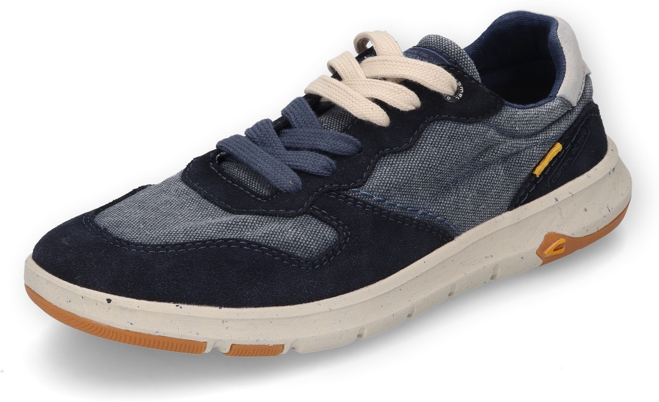 Sneaker CAMEL ACTIVE, Herren, Gr. 41, Textil, blau (navy), Textil, Veloursleder, Schuhe Sneaker, Schnürschuh, Freizeitschuh, Chunky Sneaker mit Jeansoptik navy 41, Textil