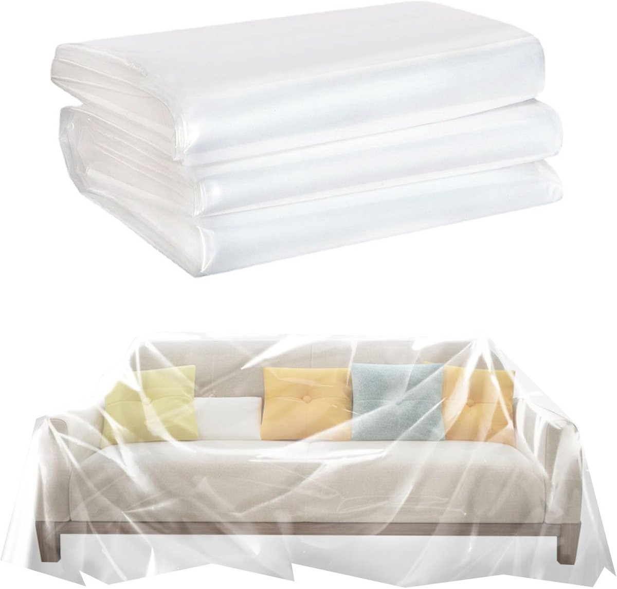 2-delige transparante bankhoes, waterdichte en stofwerende kunststof beschermhoes voor banken en meubels, B: 300 cm x D: 200 cm