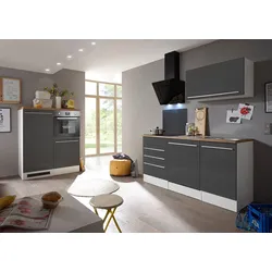 Respekta Premium Küchenzeile mit Mineralite - Einbauspülbecken 320 cm, grau