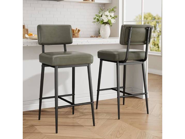 Lot 2 tabourets bar 26  faux cuir moderne dossier métal cuisine/bar