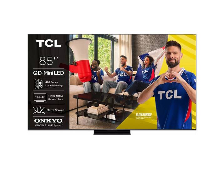 Tcl – Téléviseur 85 Pouces Qd Mini Led 4k – Fréquence 144 Hz – Technologie Qd-mini Led – Audio Onkyo 2.1 40w Rms – Google Tv