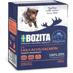 Bozita Happen in Gelee 370 Gramm Hundenassfutter Sparpaket 12 x 370 Gramm mit Lachs