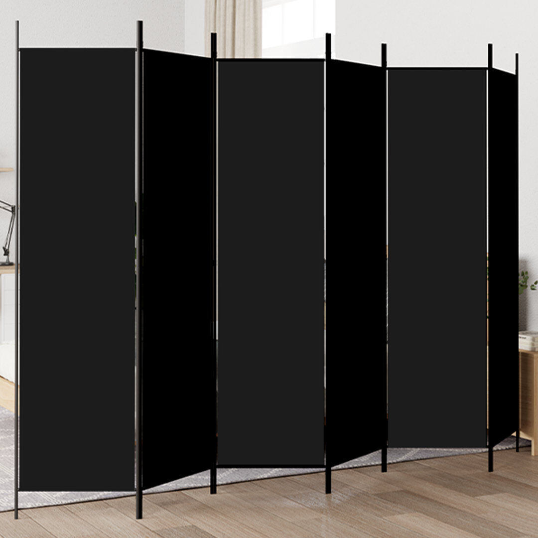 17 Stories Kasimir Folding Room Divider Black 300cm W x 200cm H