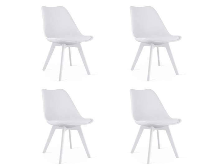 Lot de 4 chaises Mark en polypropylène et similicuir blanc