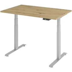 BaseLite Schreibtisch höhenverstellbar (elektrisch) »Base« 120 cm Gestell silbern braun, 120x129.5x80 cm