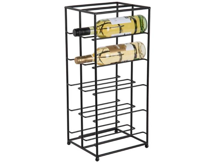 Present Time Wijnrek Dual Floor - Zwart - 25x22.5x57cm - IJzer - Voor aan de Muur - 12 Flessen - Scandinavisch