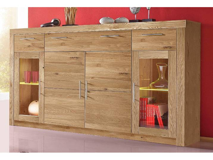 Highboard VOGL MÖBELFABRIK Toronto , braun (wildeiche teilmassiv), B:182cm H:107cm T:42cm, Sideboards, Highboard, opt. Glastüren, teilmassiv, Rahmenoptik, Made in Germany
