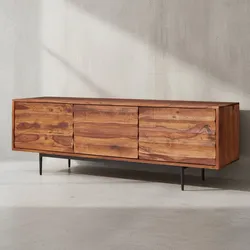 KADIMA DESIGN Industrial-Stil TV Lowboard, Massivholz und Metall, für TVs bis 55 Zoll, Handgefertigt.