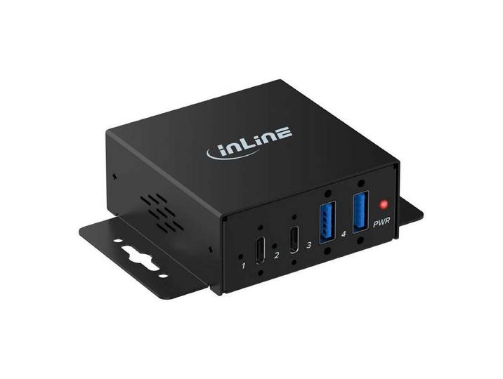 Inline Laptop-Dockingstation USB 3.2 Industrie-Hub, 4-Port, 2x USB-A, 2x USB-C
