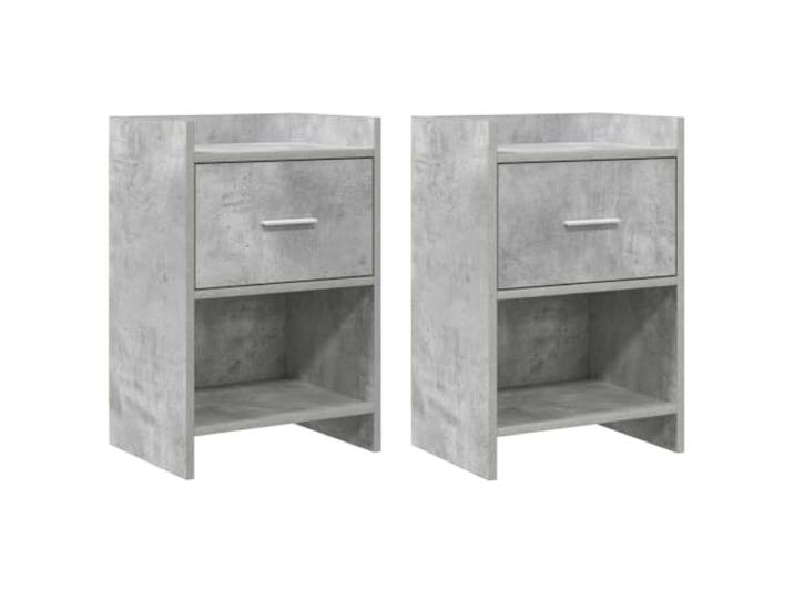 Fisinber Nachttisch 2er Set Betongrau 40x30x60cm Holzwerkstoff Kompakte Nachtkommode für das Schlafzimmer mit praktischer Schublade und offener Ablage für Bücher und Dekoration.