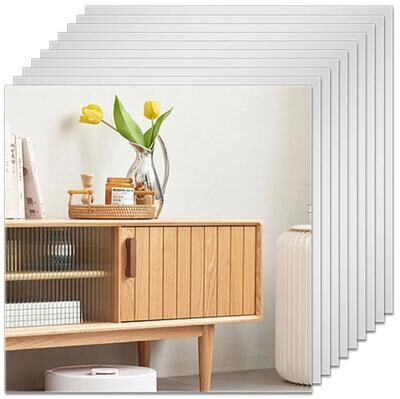 Uplift Picks Easy Peel Self Adhesive Mirror Sheets Flexible Non Glass Wall Mirror Set 10 Pcs (30x30cm)