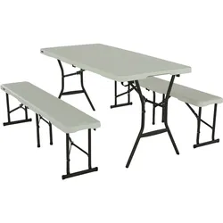 Lifetime Kunststoff Bierzeltgarnitur 3-teilig   Weiß   182x76x74 cm