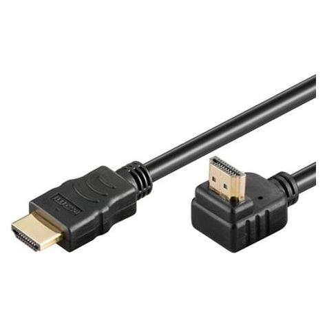 PremiumCord HDMI+Ethernet, M/M 90, HDMI cable HDMI Type A (Standard) Black (2 m) (KPHDMEA2)