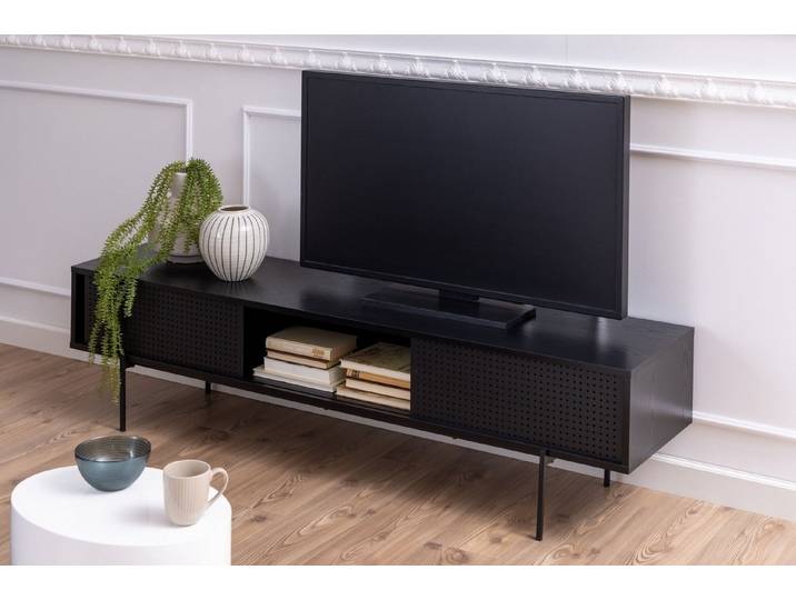 freiraum TV-Board Angus, in schwarz, MDF, Stahl - 180x44,5x40cm (BxHxT)