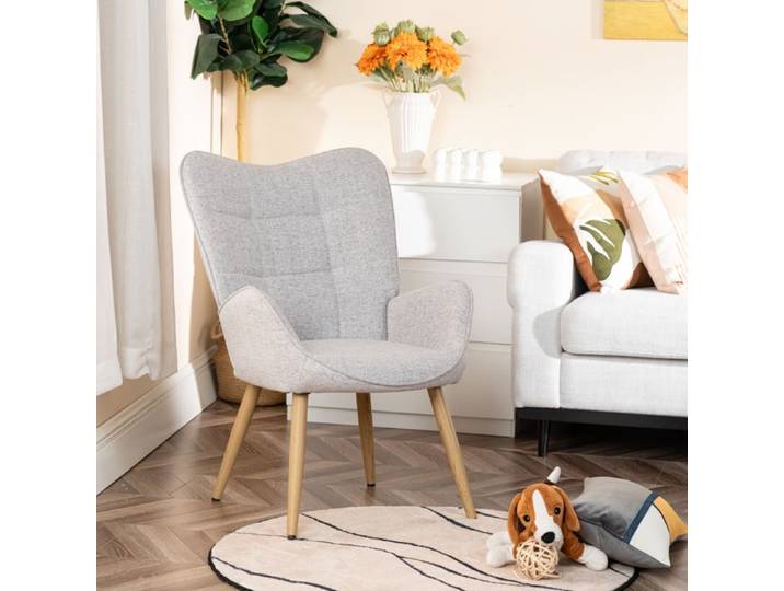 MEUBLES COSY Fauteuil Dossier Moyen Scandinave Chaise de Canapé de Loisirs en tissu Gris - KANAS