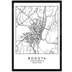 POSTER Bogota Stadtkarte – Nordisch A4 Schwarzer Rahmen