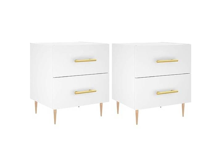 LMTYOENFG 2er Set Nachttische Weiß 40x35x47,5cm Nachtschränke Zwei elegante Nachtschränke fürs Schlafzimmer mit geräumigen Schubladen und stabilen Metallbeinen für Ihre Dekoration.