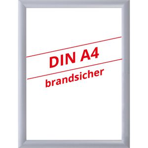 Böttcher-AG Klapprahmen Brandschutz, 25 mm Profil, DIN A4, silber, Aluminium, Brandschutzklasse B1