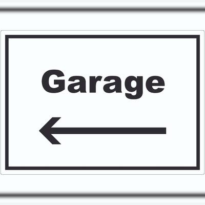 HB-Druck Garage Aufkleber mit Text und Richtungspfeil links Auto Stellplatz waagerecht A0 (841x1189mm)