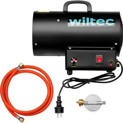 Wiltec Gasheizgebläse 15kW Heizkanone 30W Gas Heissluftgenerator LPG Bauheizer, Heizlüfter, Schwarz