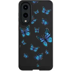 Nivocase Hülle für Samsung Galaxy S25 Edge Handyhülle NIVOcore Case Schwarz Muster Schmetterling (Samsung Galaxy S25 Edge), Smartphone Hülle, Schwarz