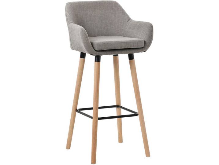 CLP Barhocker Stoff Grau, Holz, 51x101x50 cm, Esszimmer, Barmöbel, Barhocker