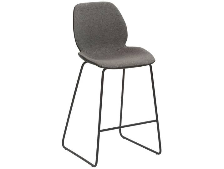 Novel Barhocker, Anthrazit, Schwarz, Metall, Kufe, 49x97x52 cm, Stoff-/Lederauswahl, Esszimmer, Barmöbel, Barhocker