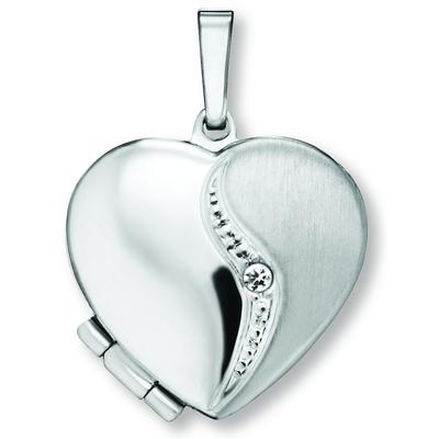 Medallionanhänger ONE ELEMENT "Zirkonia Medaillon Herz Medaillon aus 925 Silber", silber, Schmuckanhänger, Damen, Silber 925 (Sterlingsilber), Liebevoll gearbeitet – ein schönes Geschenk für besondere Momente