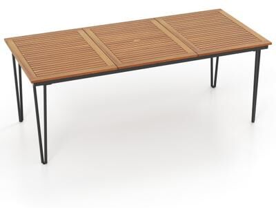 Costway 79 Inch 8-Person Outdoor Dining Table with 1.9 Inch Umbrella Hole