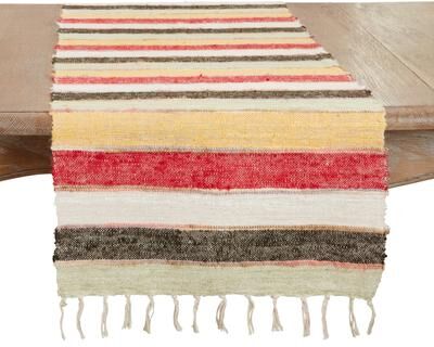 Saro Lifestyle "Colorful Delight Striped Table Runner - 16""x72"""