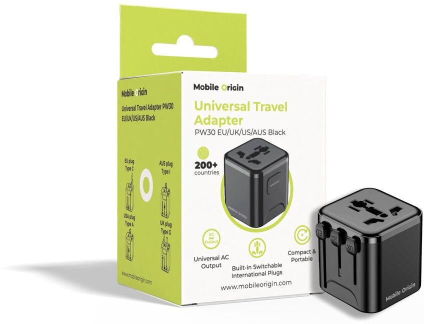 Mobile Origin 30W Universal Rejseadapter EU/UK/US/AUS - Sort