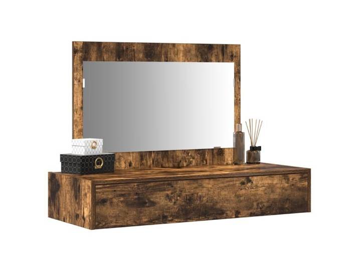 Coiffeuse murale chêne fumé - vidaxl - Grand tiroir - 100x40x70 cm - Chêne massif - Design contemporain