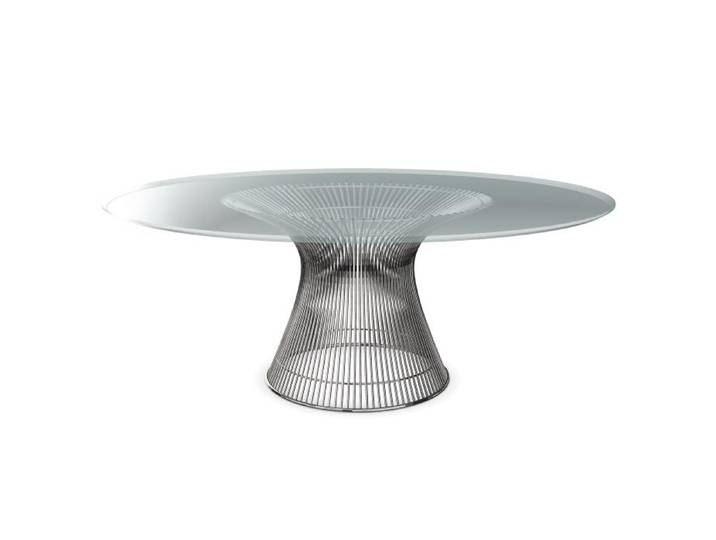 KNOLL table ronde PLATNER Ø 180 cm (Nickel / Transparent - Métal / Cristal)