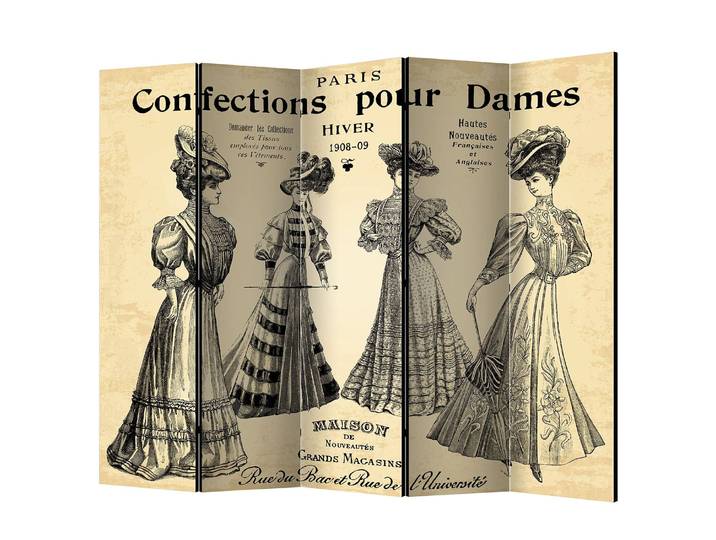 Paravent Confections pour Dames Polaire Beige 225 x 172 x 3cm 5 éléments